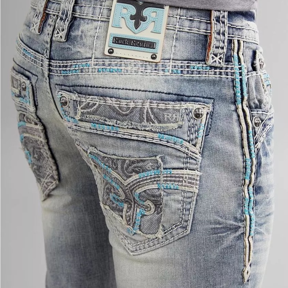 Rock Revival (Vapor Blue Slim Taper Stretch Men's Jeans)